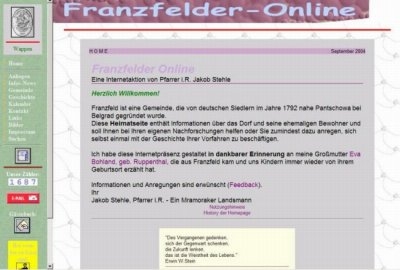 Aufruf der Franzfelder Homepage